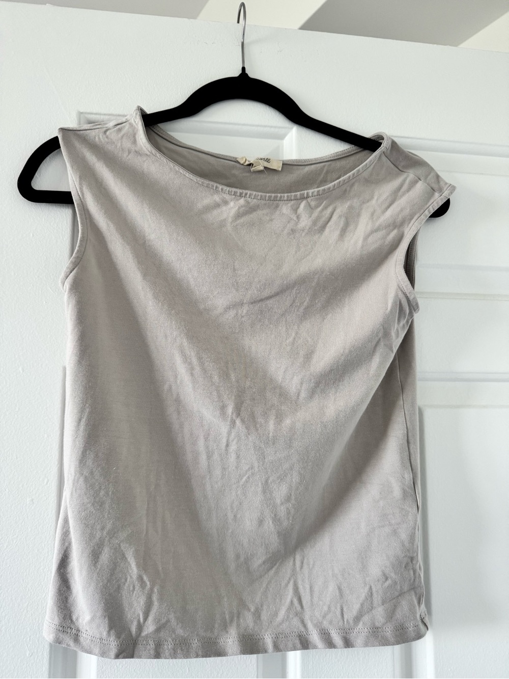 Madewell Sleeveless Crewneck Shell Top in Light Taupe